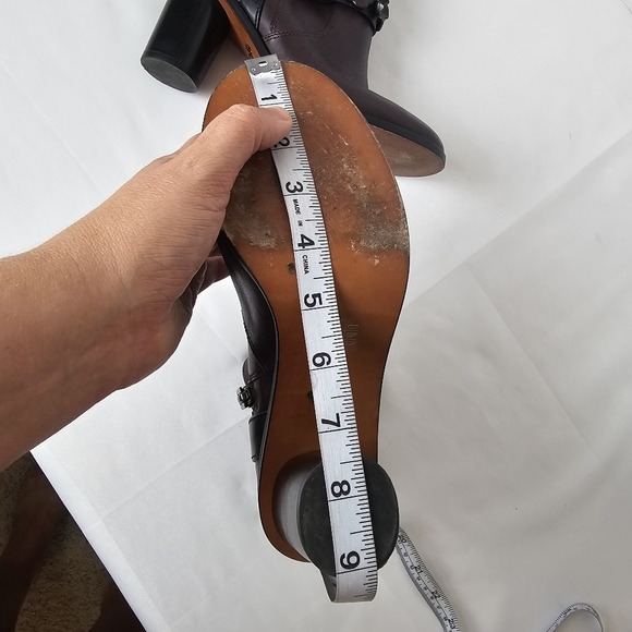 Coach Moto Tea Rose Leather Booties Oxblood Block Heel Ankle Boots Size 6.5 - Picture 11 of 16